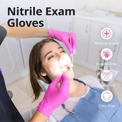 Stylish Powder-Free Nitrile Gloves – 3-Mil Fuchsia Disposable Gloves, 100 Count