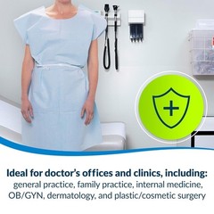 Avalon Blue Medical Gowns – Pack of 50 Disposable Short-Sleeve Exam Gowns