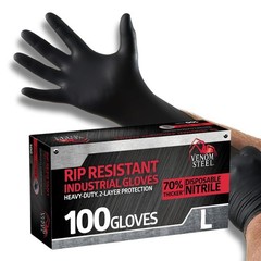 Industrial Nitrile Gloves, Chemical Resistant Disposable Black Gloves, Latex-…