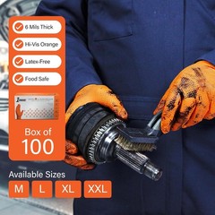 Latex-Free Orange Cleaning Gloves – XXLarge, 6 mil Thickness