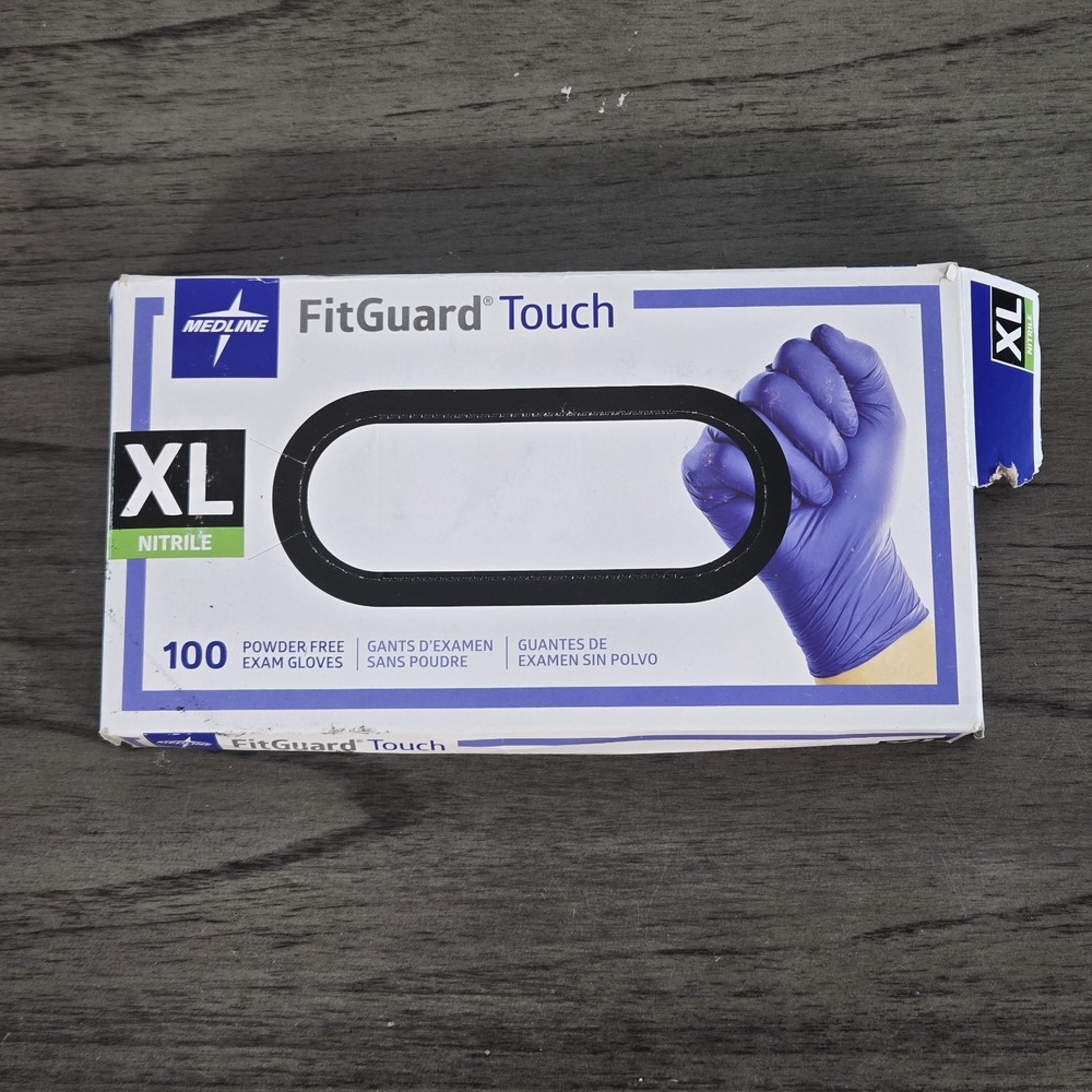 Medline FitGuard Touch Nitrile Exam Gloves 100 Count, Extra Large XL Blue