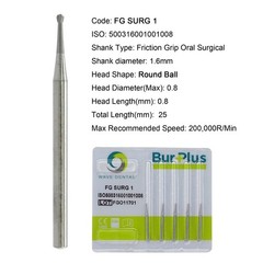 Wave Dental Round Burs Carbide Surgical FG SURG 25mm High Speed 19mm FG 6 4 8 2