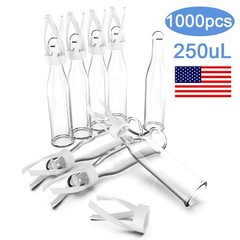 1000Pcs 250uL Clear Glass Micro Inserts+Plastic Spring for for 2mL 9-425 Vials
