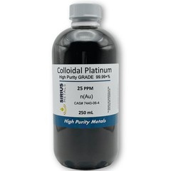 True Colloidal Platinum 25 ppm – 250 mL (8.45 Fl Oz) in a plastic bottle