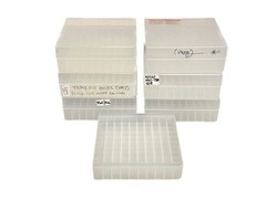 Used (Lot of 7) Laboratory 100-Place Plastic Centrifuge Test Tube Racks w/6 Lids