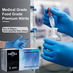 FINITEX Blue Disposable Nitrile Exam Gloves – 200 PCS/BOX 3.5mil Rubber