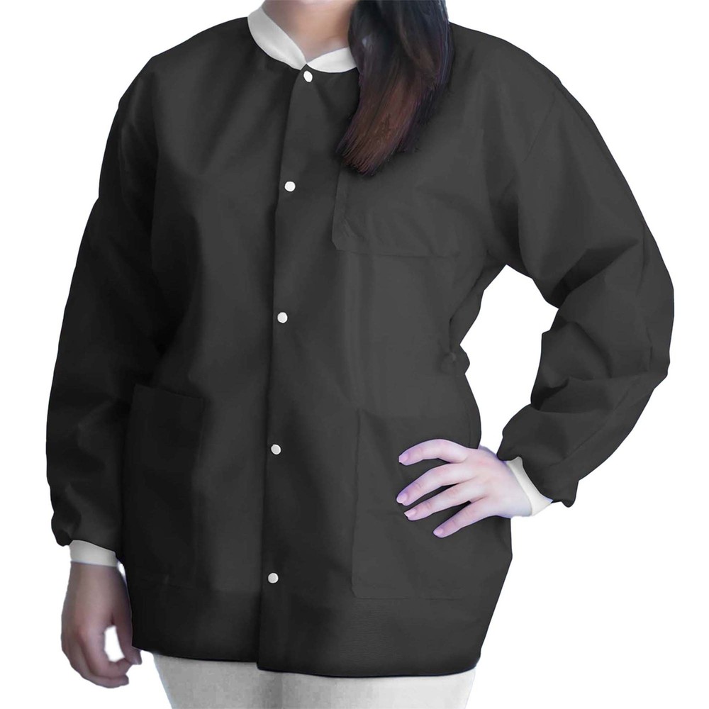 FitMe™ Lab Jacket, Black, Medium-Bag of 10