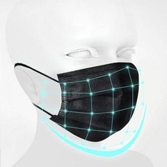 50/100 Pcs Black Disposable Face Cover 3-Ply Filter Breathable Earloop Masks