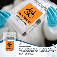 Teenyyou 500 Pcs Orange Biohazard Specimen Bags 6″ x 9″ Laboratory Sample Bag wi